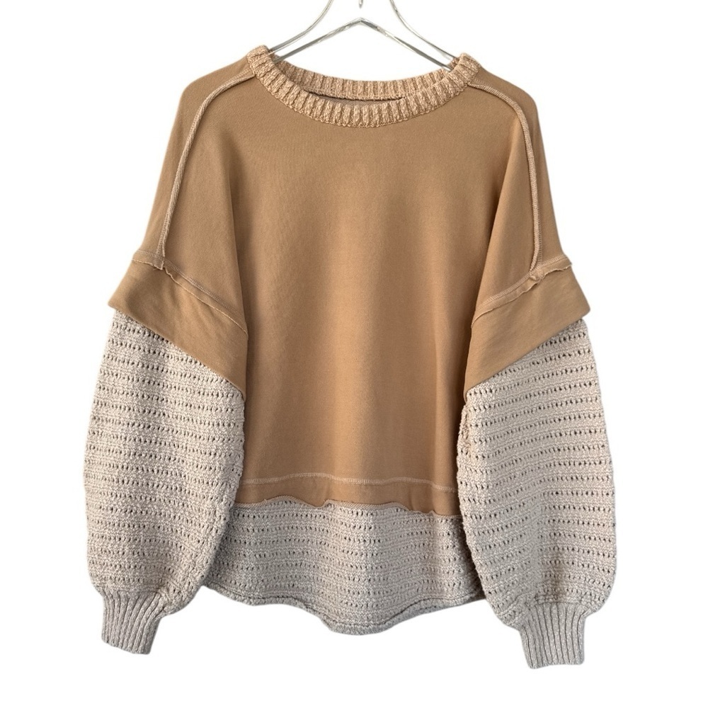 We the Free Holly Twofer Pullover Oversized in Semolina Combo Size XS
